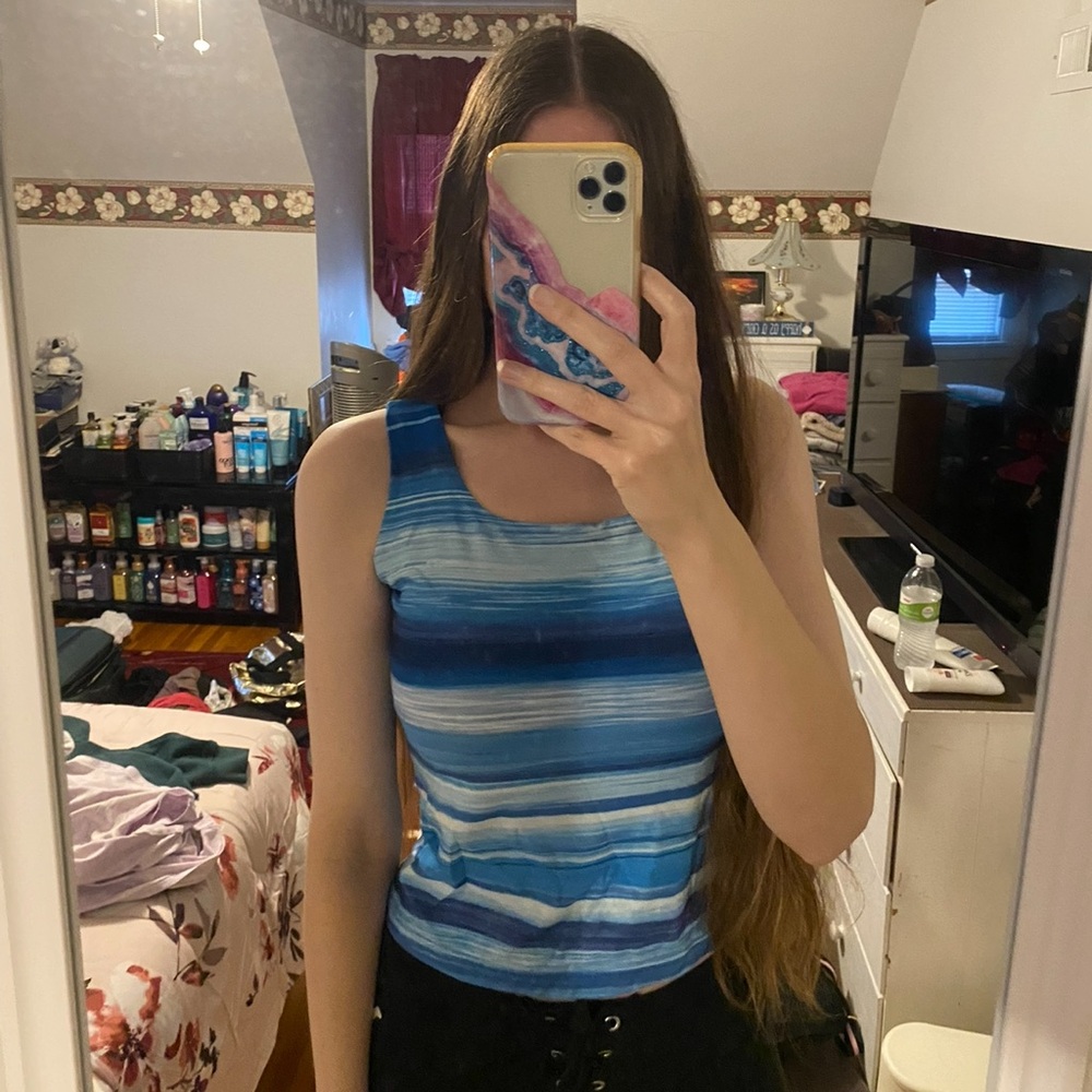 Xhilaration y2k tank striped blue top 🦋💙 2000s